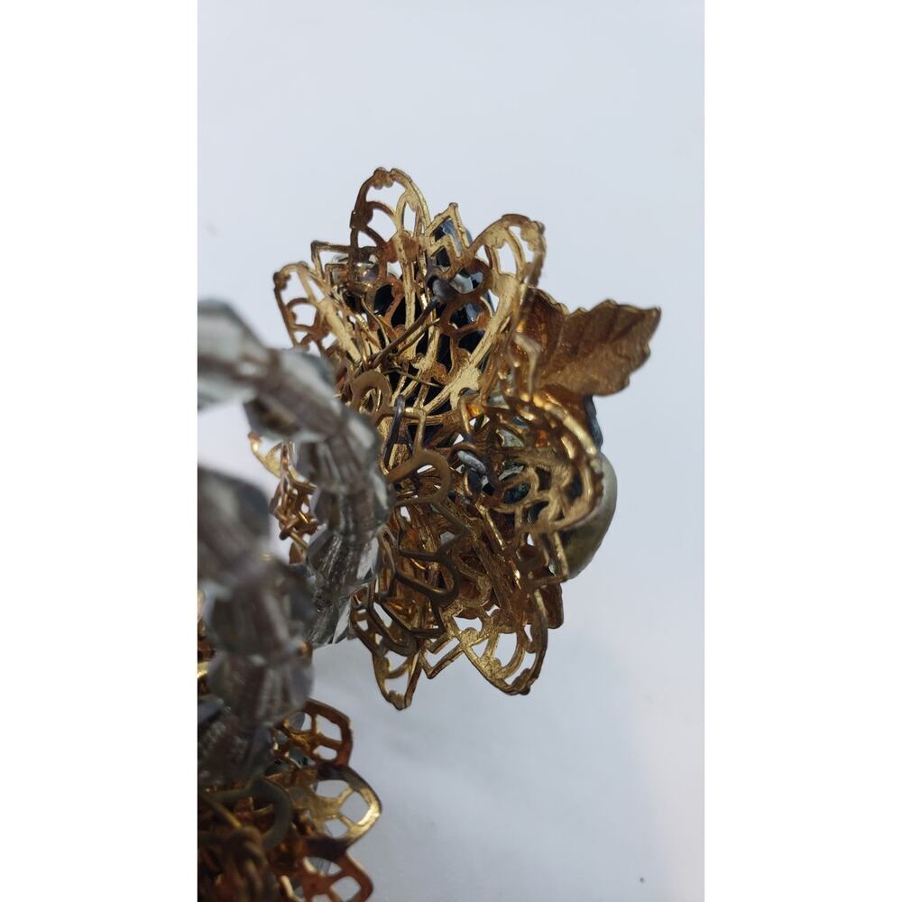 Vintage Bracelet Wrap Around Glass Bead Rhinestone Filigree Haskell Style 1950s - Picture 11 of 12